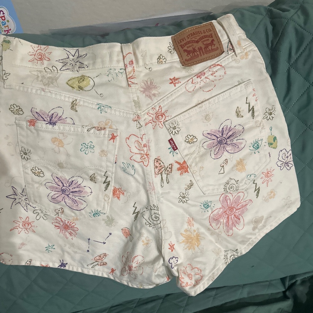 Levis High Waisted Space Doodle Jean Shorts